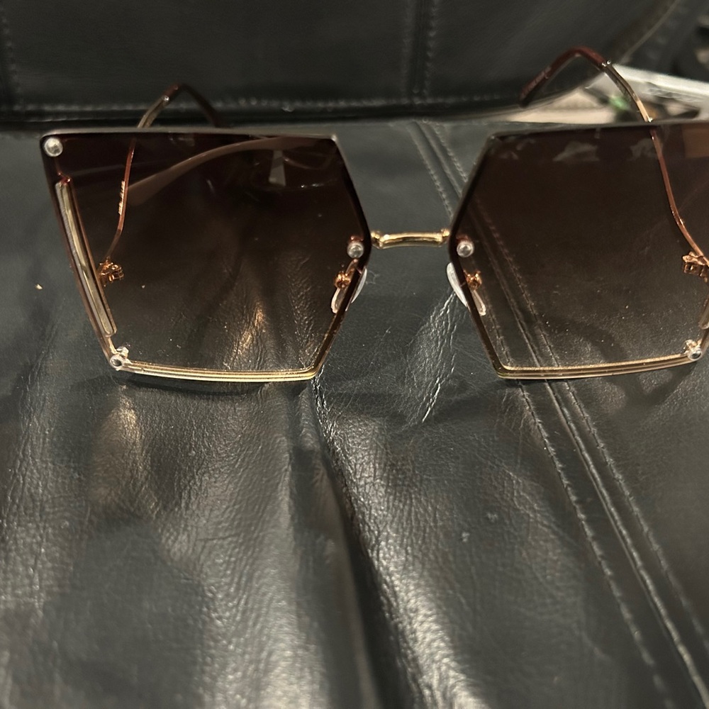 Chic Brown Hexagonal Sunglasses - image 1